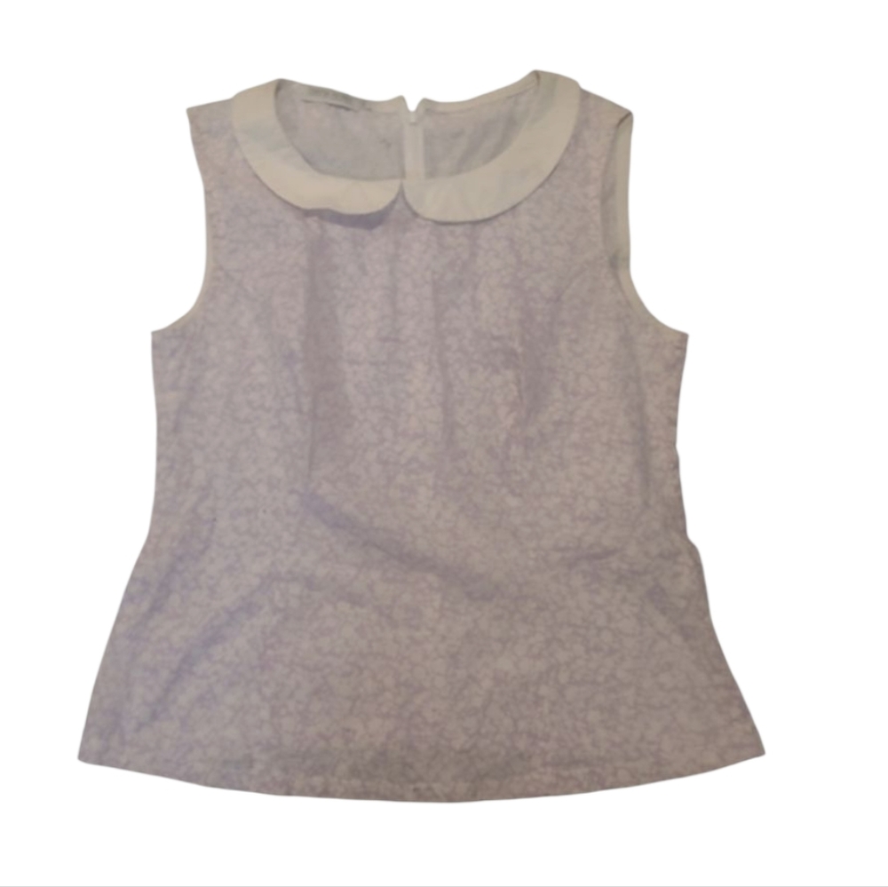 Retro Sleeveless Top w Peter Pan Collar